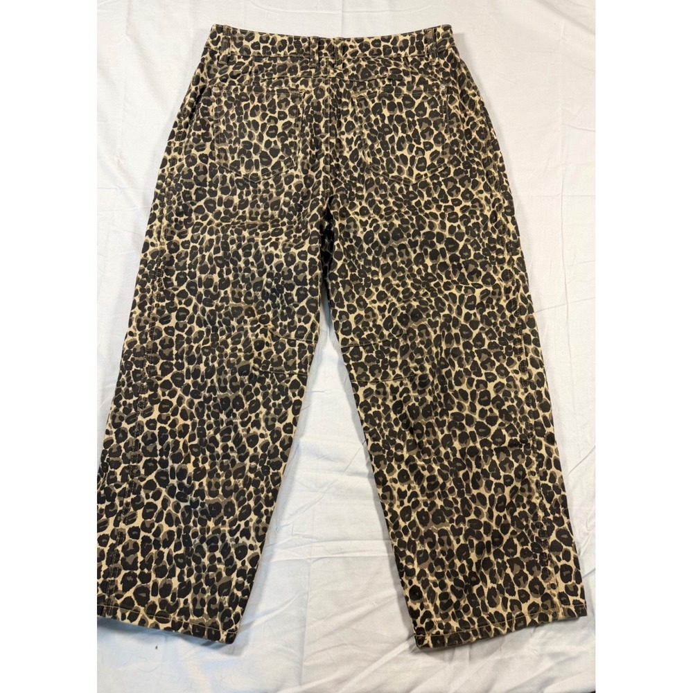 Flamingals Leopard Animal Print Wide Leg Pants XL High Waist Streetwear NWT - Picture 2 of 9